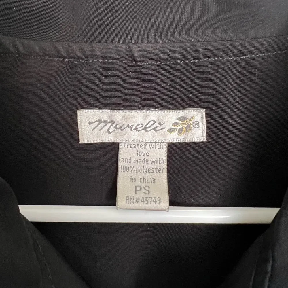 Mureli Women's Size PS Jacket Black Long Sleeve Full Zip Embroidered Vintage